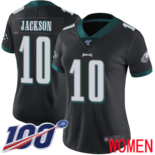 Women Philadelphia Eagles #10 DeSean Jackson Black Alternate Vapor Untouchable NFL Jersey Limited Player 100th